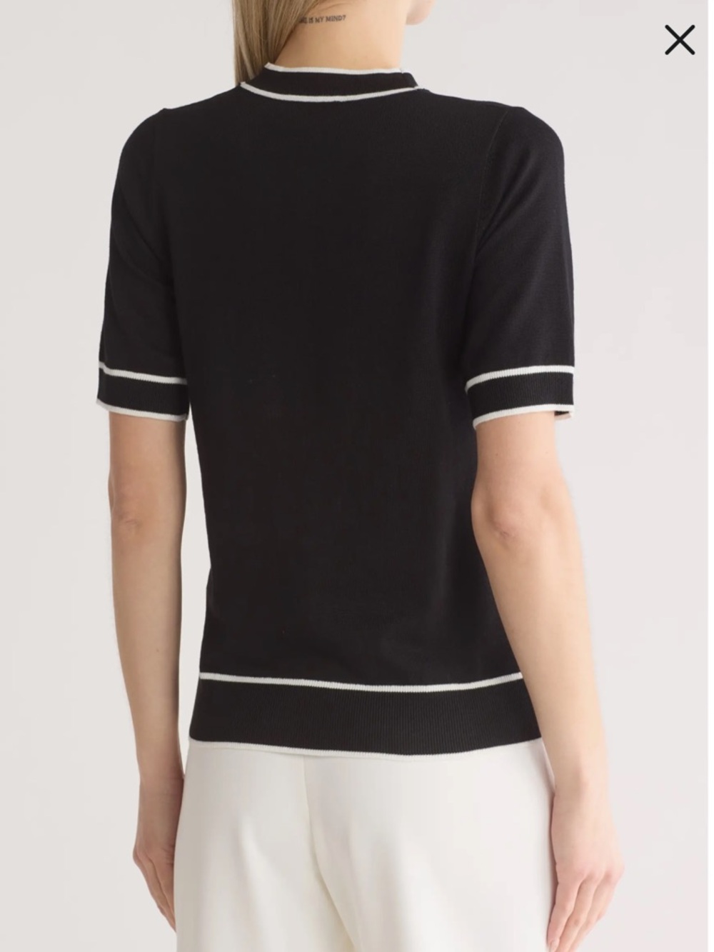 Tipped Tie Neck Short Sleeve Sweater✨ - Picture 2 of 5